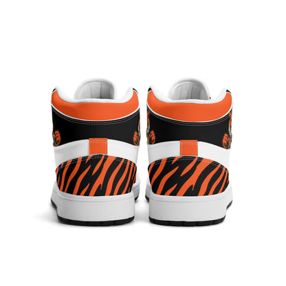 Cincinnati football-inspired high top sneakers with all-over city graphic printed upper