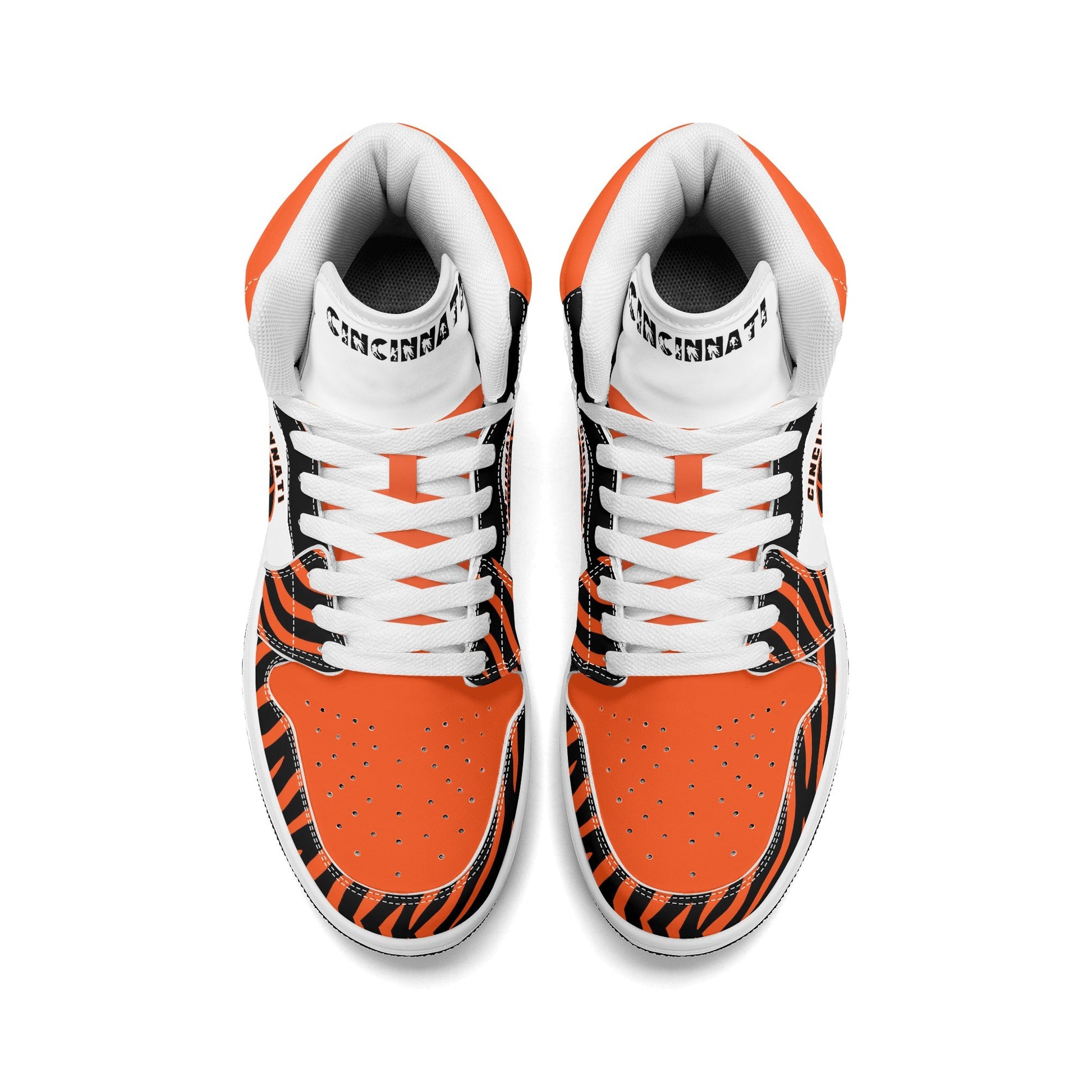Cincinnati football-inspired high top sneakers with all-over city graphic printed upper