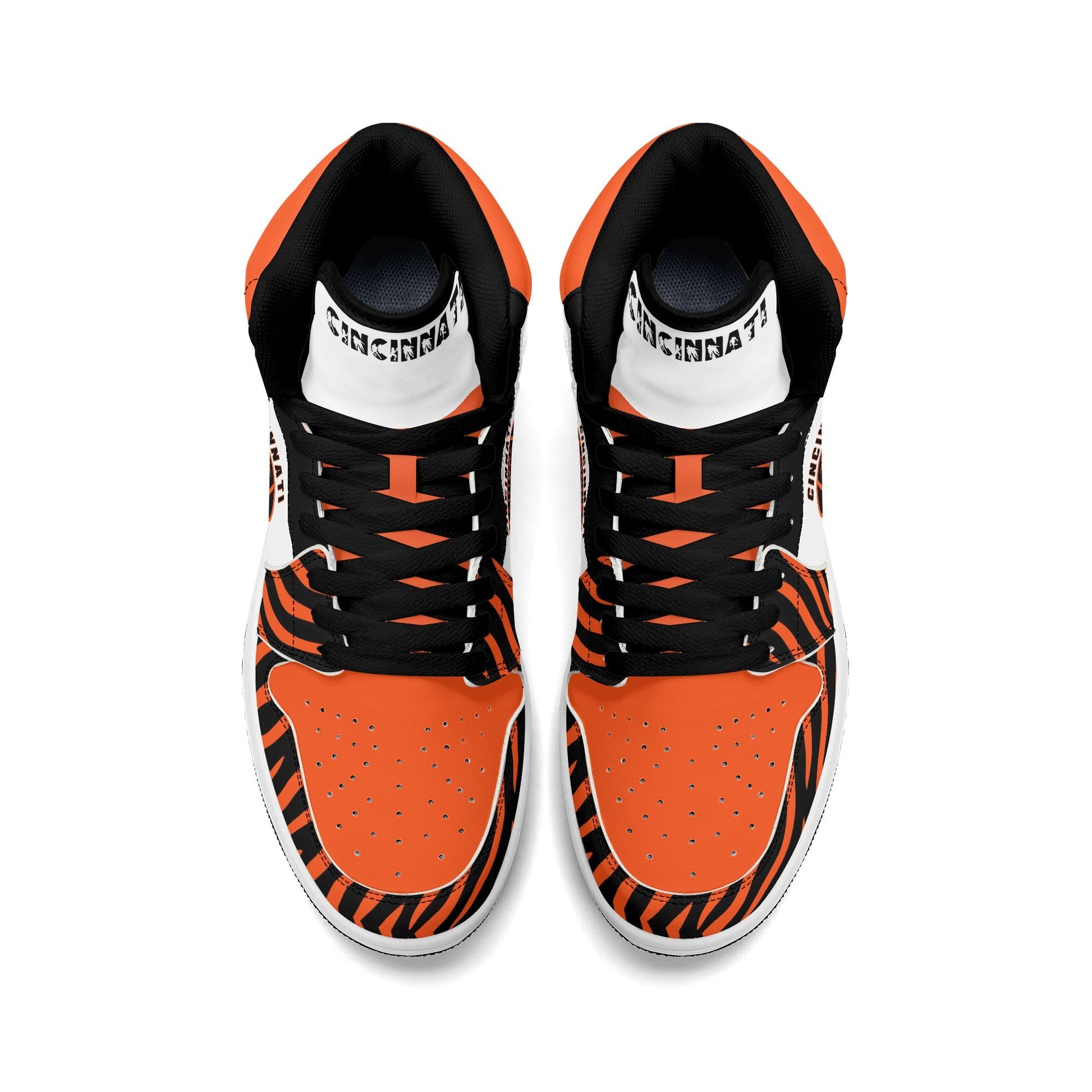 Cincinnati football-inspired high top sneakers with all-over city graphic printed upper