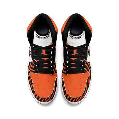 Cincinnati football-inspired high top sneakers with all-over city graphic printed upper