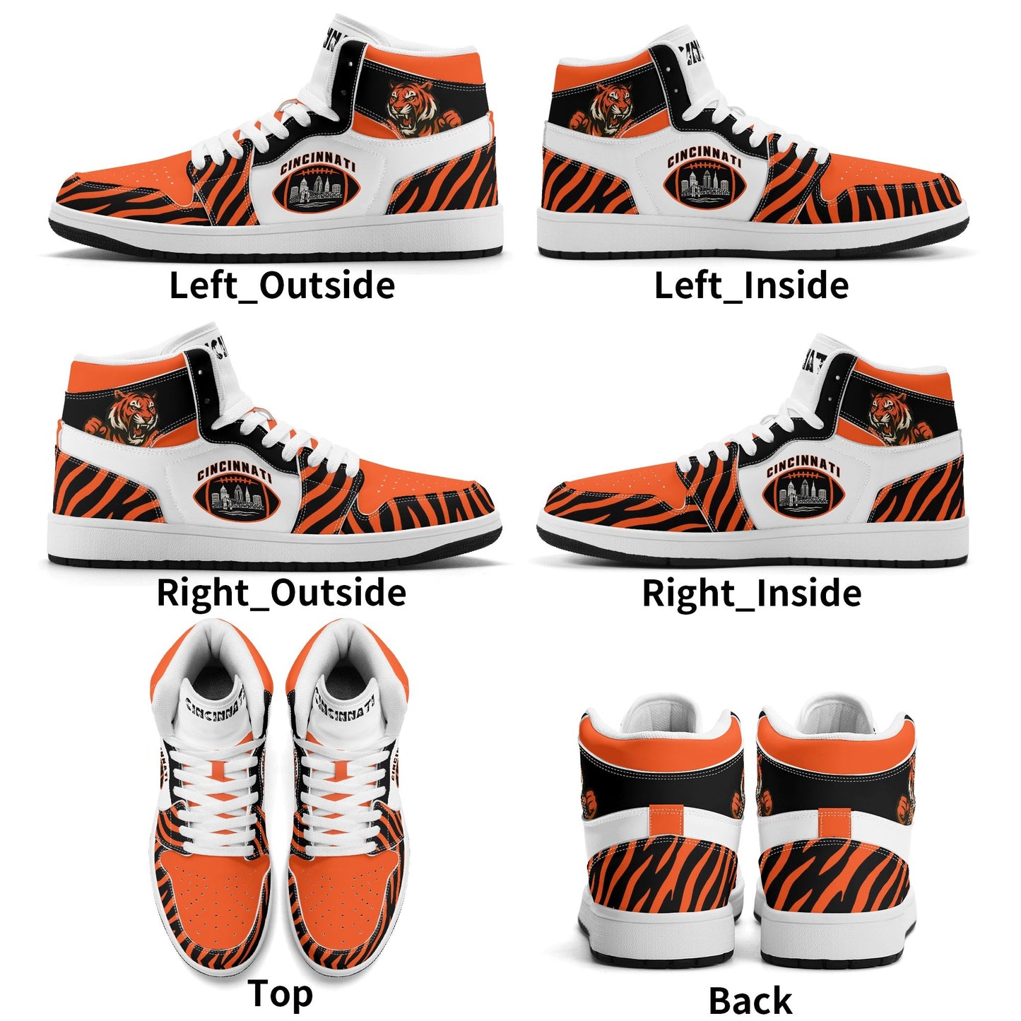Cincinnati football-inspired high top sneakers with all-over city graphic printed upper