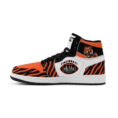 Cincinnati football-inspired high top sneakers with all-over city graphic printed upper