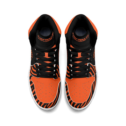 Cincinnati football-inspired high top sneakers in black with all-over city graphic printed upper