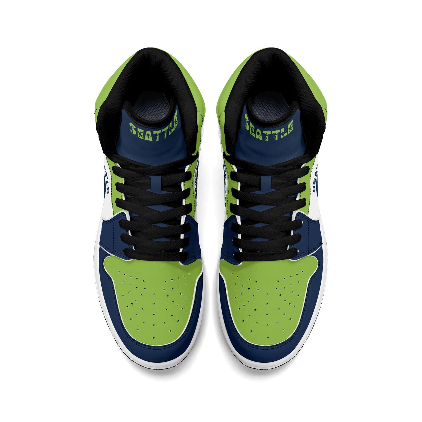 Seattle football-inspired high top sneakers with all-over city graphic printed upper