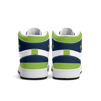 Seattle football-inspired high top sneakers with all-over city graphic printed upper