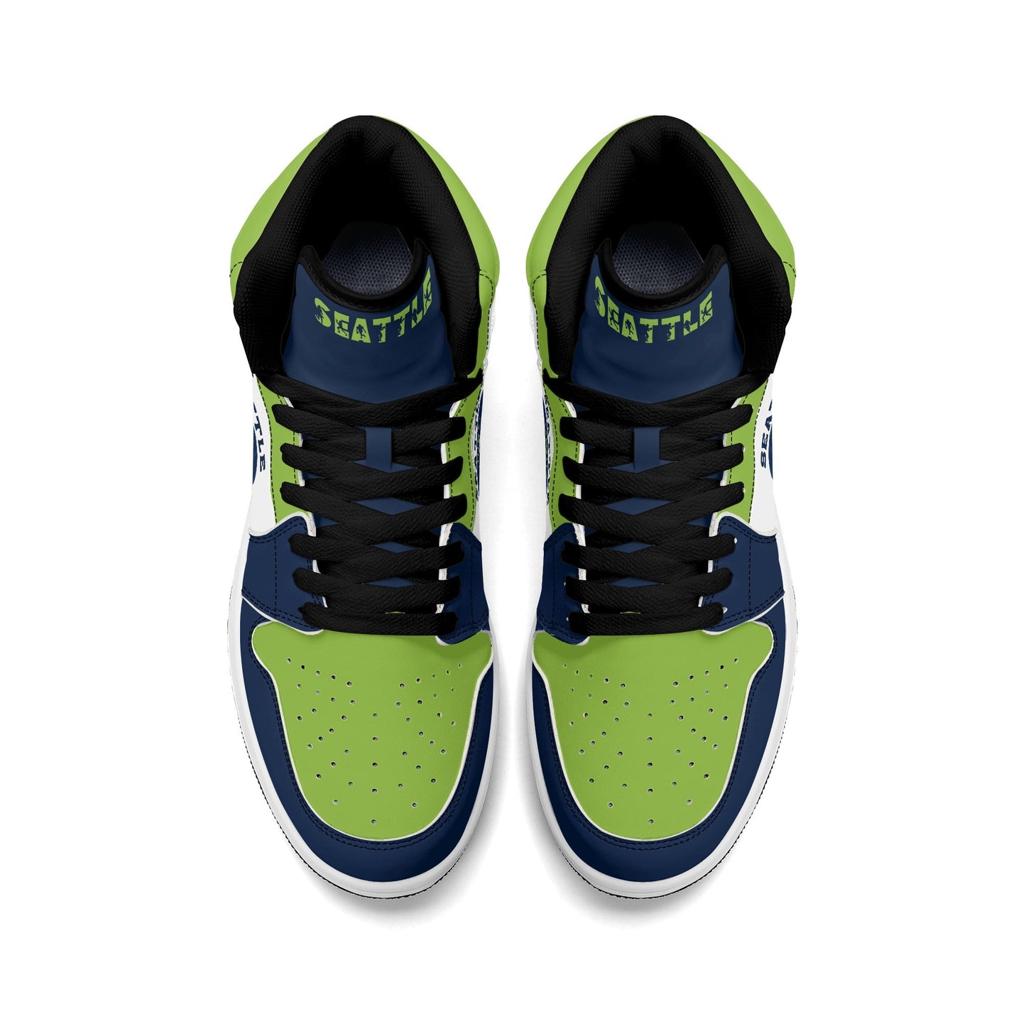 Seattle football-inspired high top sneakers with all-over city graphic printed upper