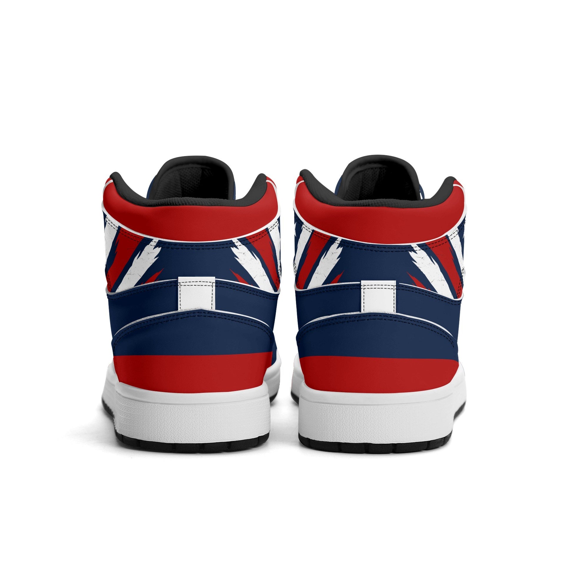 New England football-inspired high top sneakers in navy with all-over city graphic printed upper