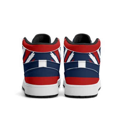 New England football-inspired high top sneakers in navy with all-over city graphic printed upper