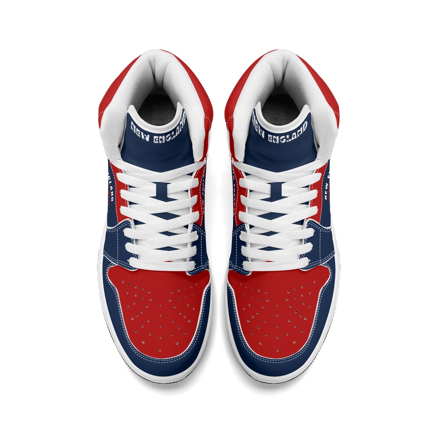 New England football-inspired high top sneakers in navy with all-over city graphic printed upper