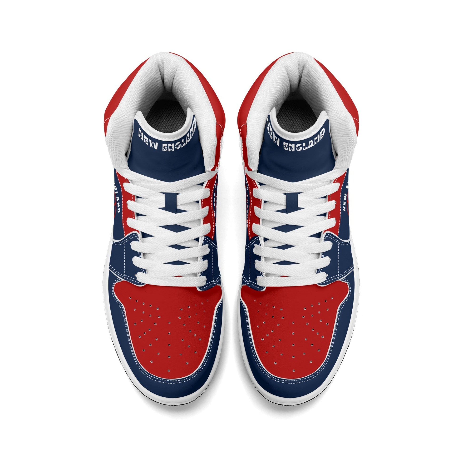 New England football-inspired high top sneakers in navy with all-over city graphic printed upper