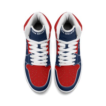 New England football-inspired high top sneakers in navy with all-over city graphic printed upper