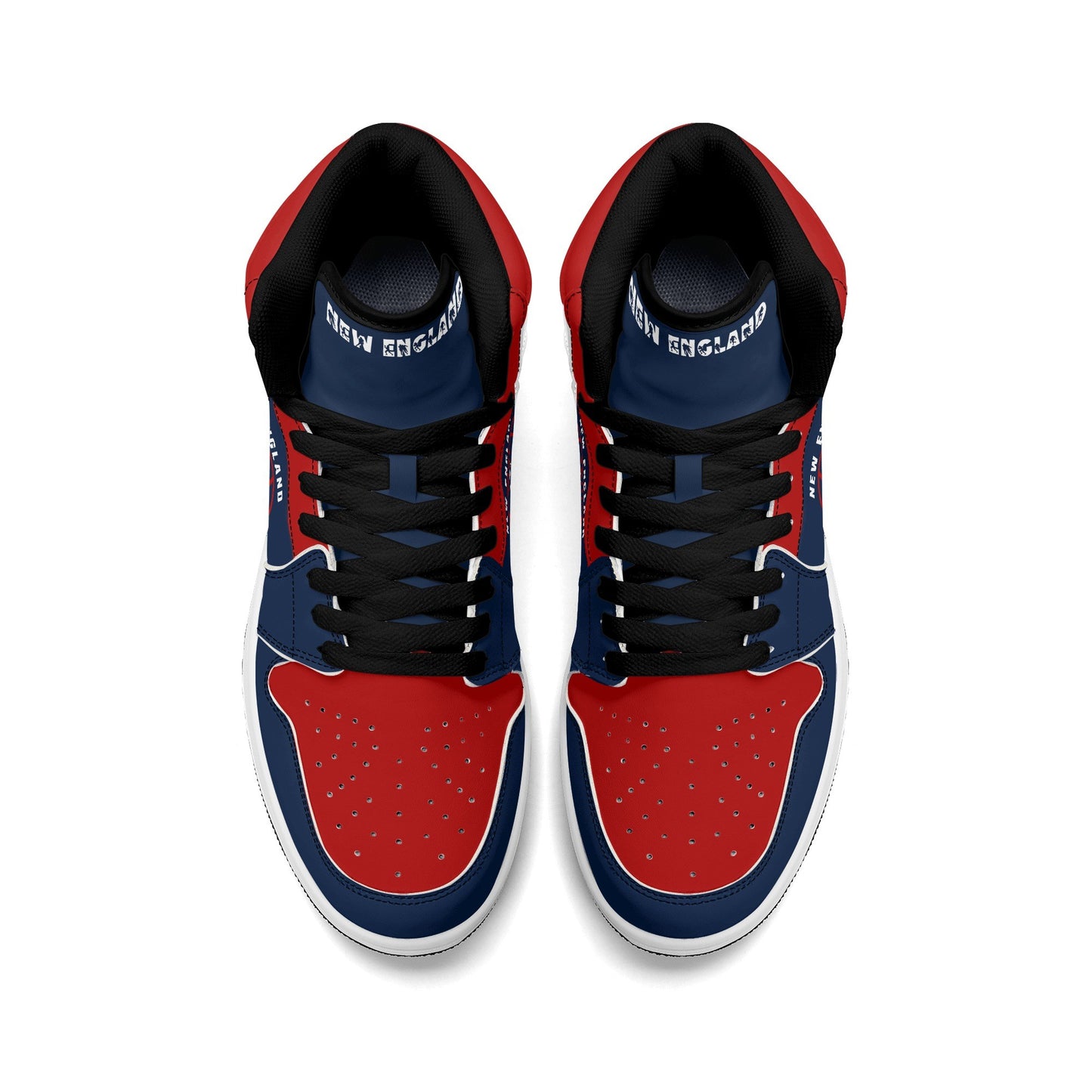 New England football-inspired high top sneakers in navy with all-over city graphic printed upper