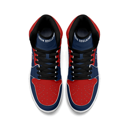 New England football-inspired high top sneakers in navy with all-over city graphic printed upper