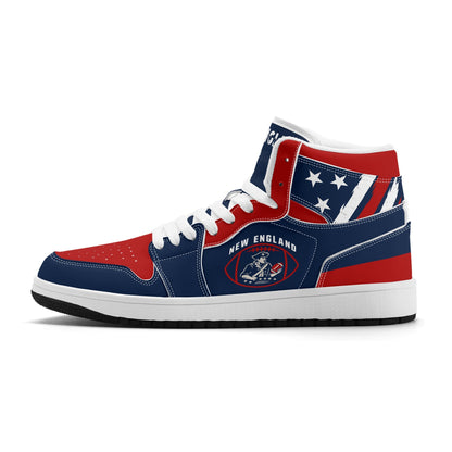 New England football-inspired high top sneakers in navy with all-over city graphic printed upper