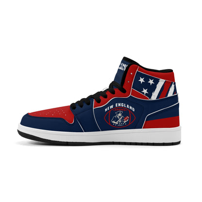 New England football-inspired high top sneakers in navy with all-over city graphic printed upper