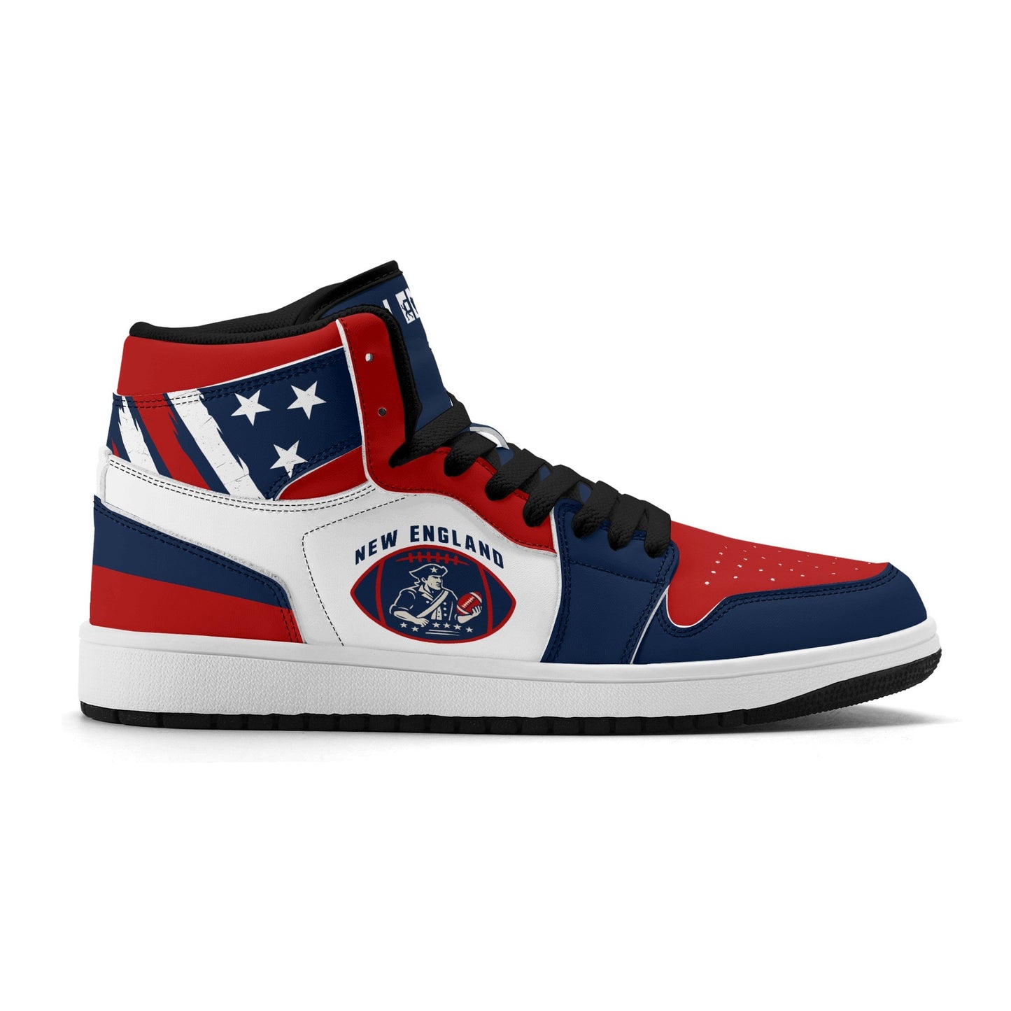 New England football-inspired high top sneakers with all-over city graphic printed upper