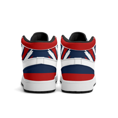 New England football-inspired high top sneakers with all-over city graphic printed upper