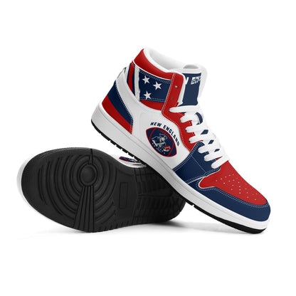 New England football-inspired high top sneakers with all-over city graphic printed upper