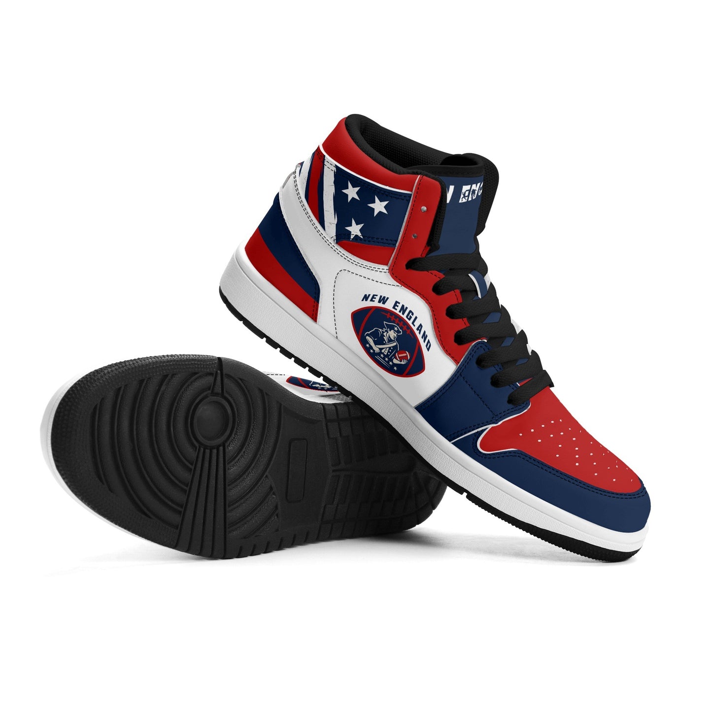 New England football-inspired high top sneakers with all-over city graphic printed upper