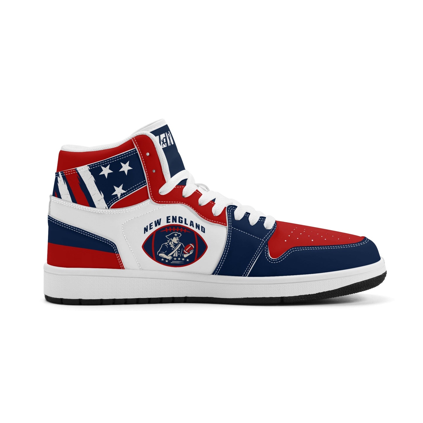 New England football-inspired high top sneakers with all-over city graphic printed upper