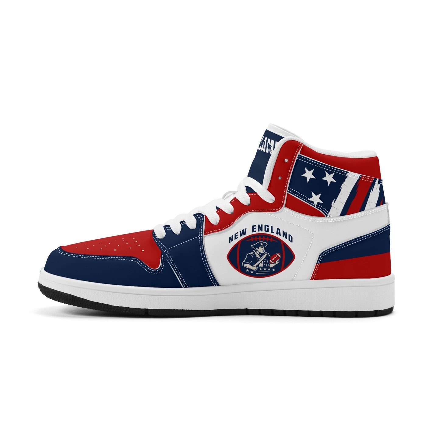 New England football-inspired high top sneakers with all-over city graphic printed upper