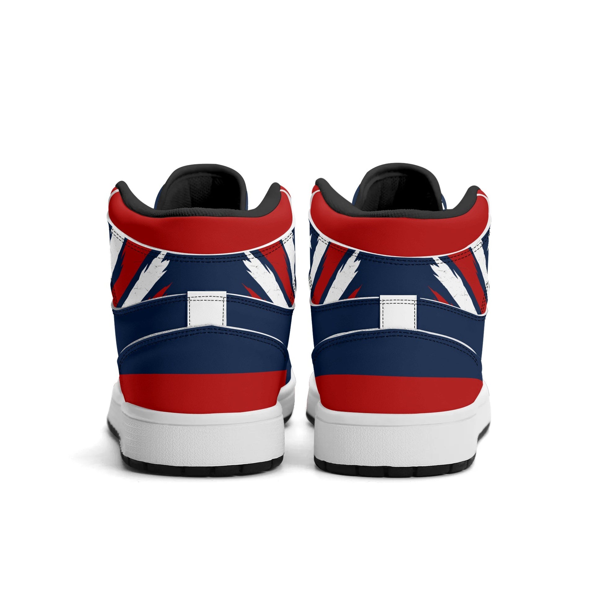 New England football-inspired high top sneakers in navy with all-over city graphic printed upper