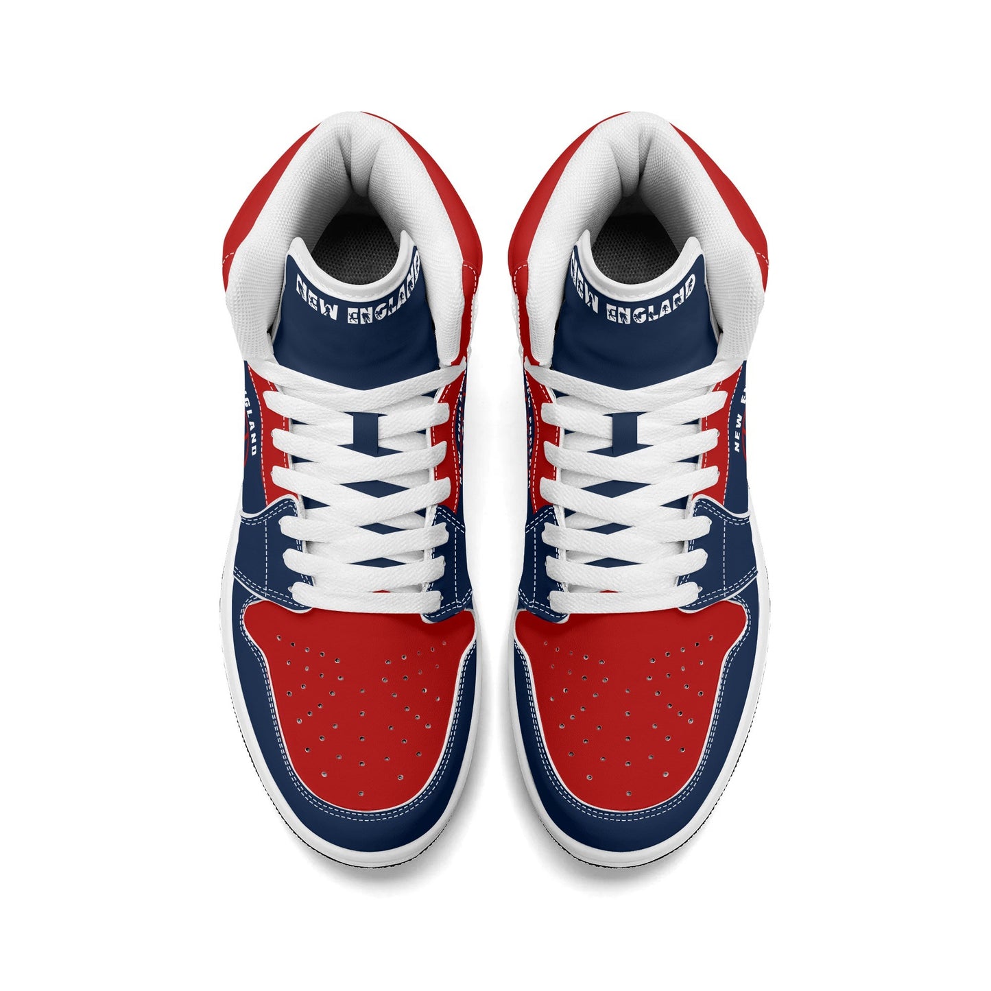 New England football-inspired high top sneakers in navy with all-over city graphic printed upper