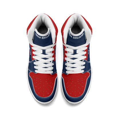 New England football-inspired high top sneakers in navy with all-over city graphic printed upper