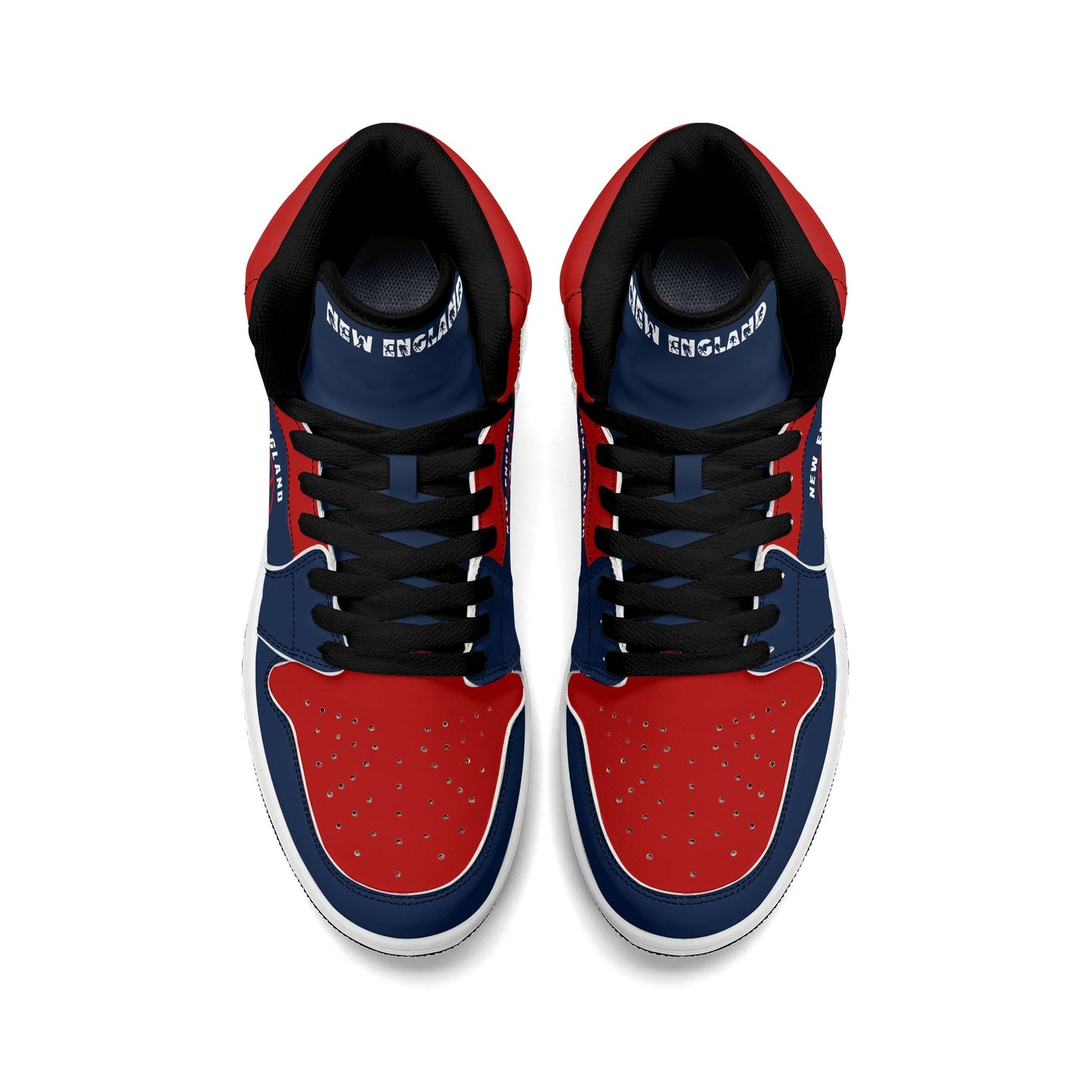 New England football-inspired high top sneakers in navy with all-over city graphic printed upper