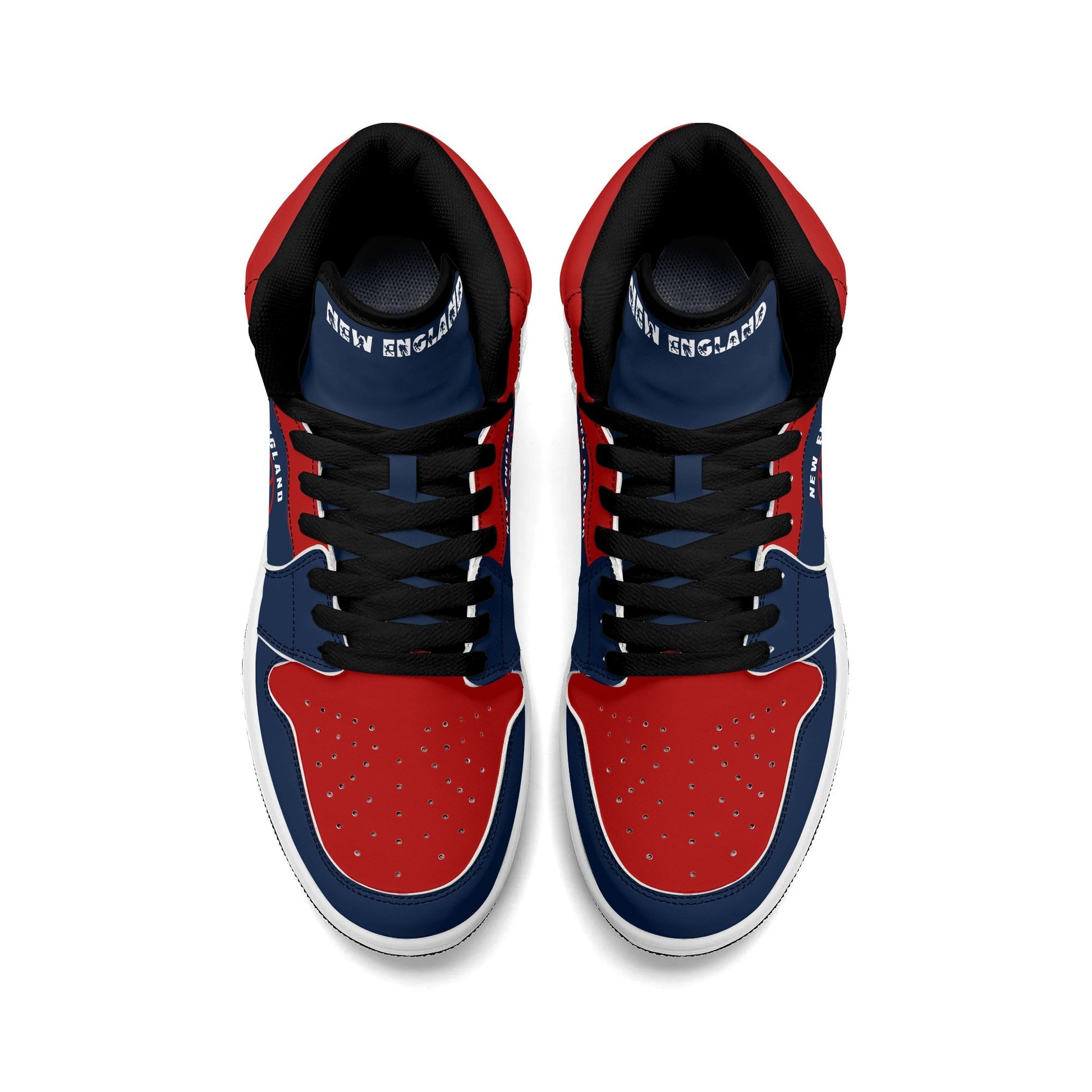 New England football-inspired high top sneakers in navy with all-over city graphic printed upper