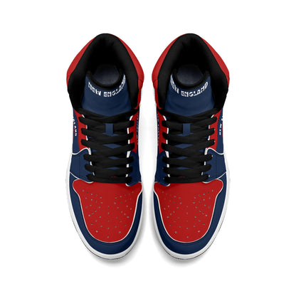 New England football-inspired high top sneakers in navy with all-over city graphic printed upper
