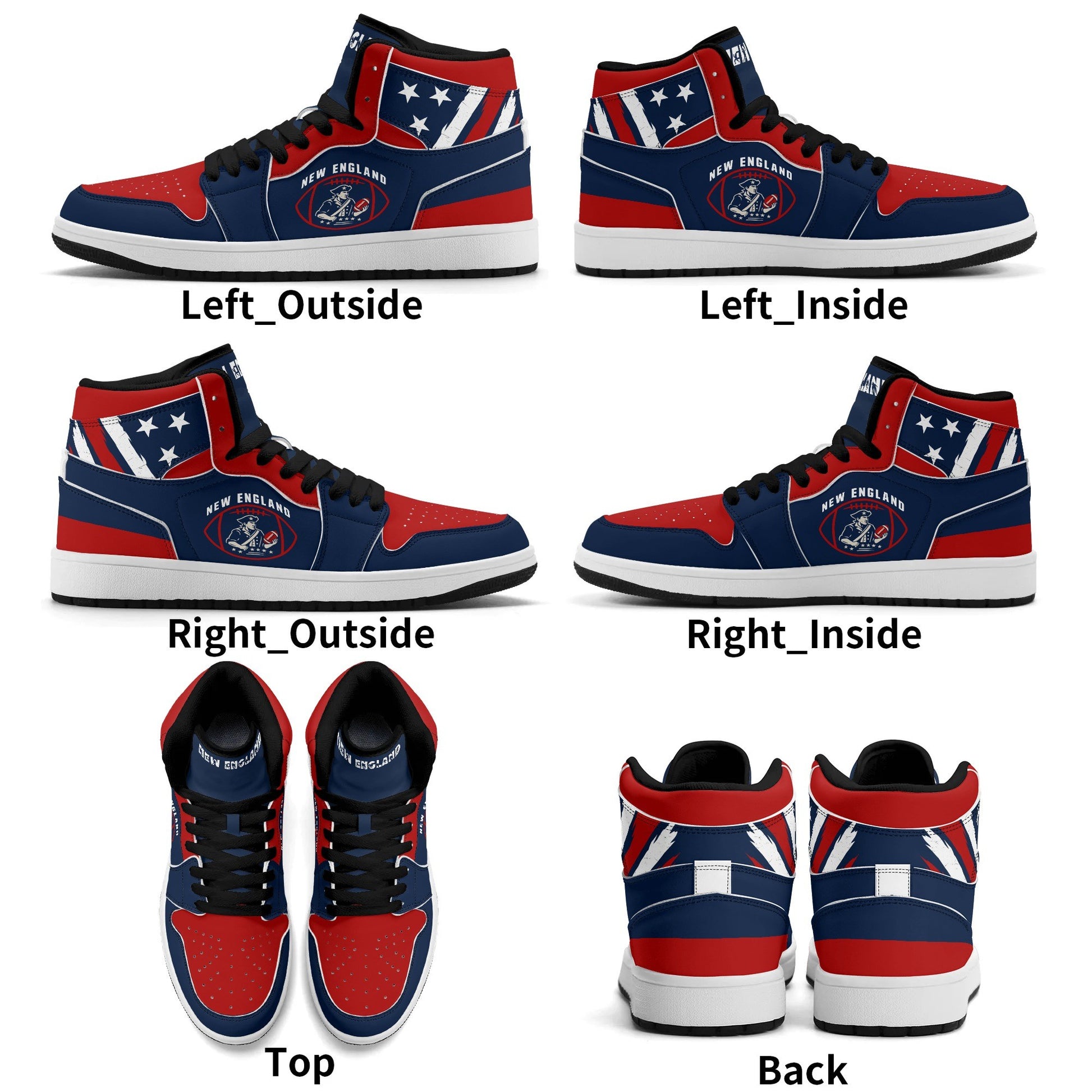 New England football-inspired high top sneakers in navy with all-over city graphic printed upper