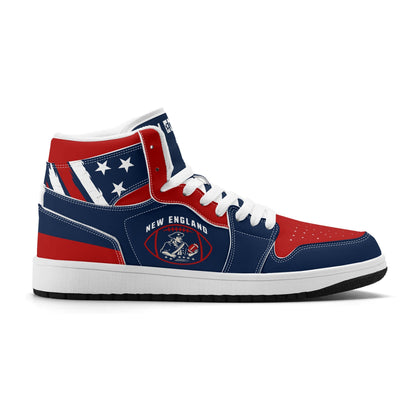 New England football-inspired high top sneakers in navy with all-over city graphic printed upper