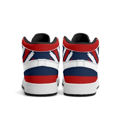New England football-inspired high top sneakers with all-over city graphic printed upper