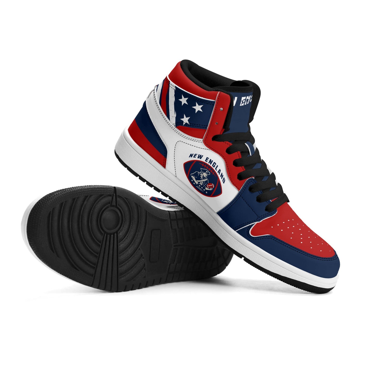 New England football-inspired high top sneakers with all-over city graphic printed upper