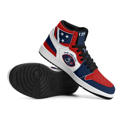 New England football-inspired high top sneakers with all-over city graphic printed upper