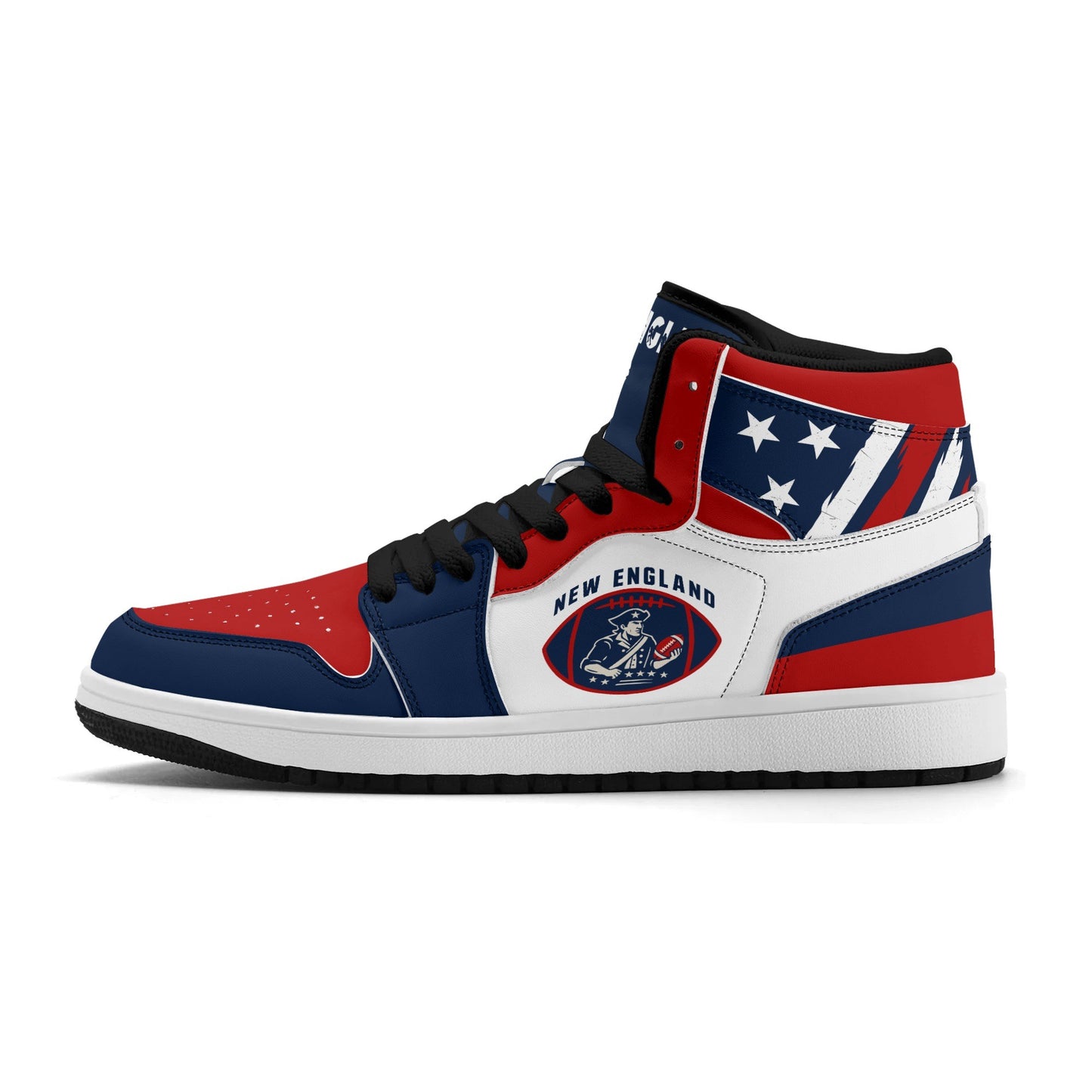 New England football-inspired high top sneakers with all-over city graphic printed upper