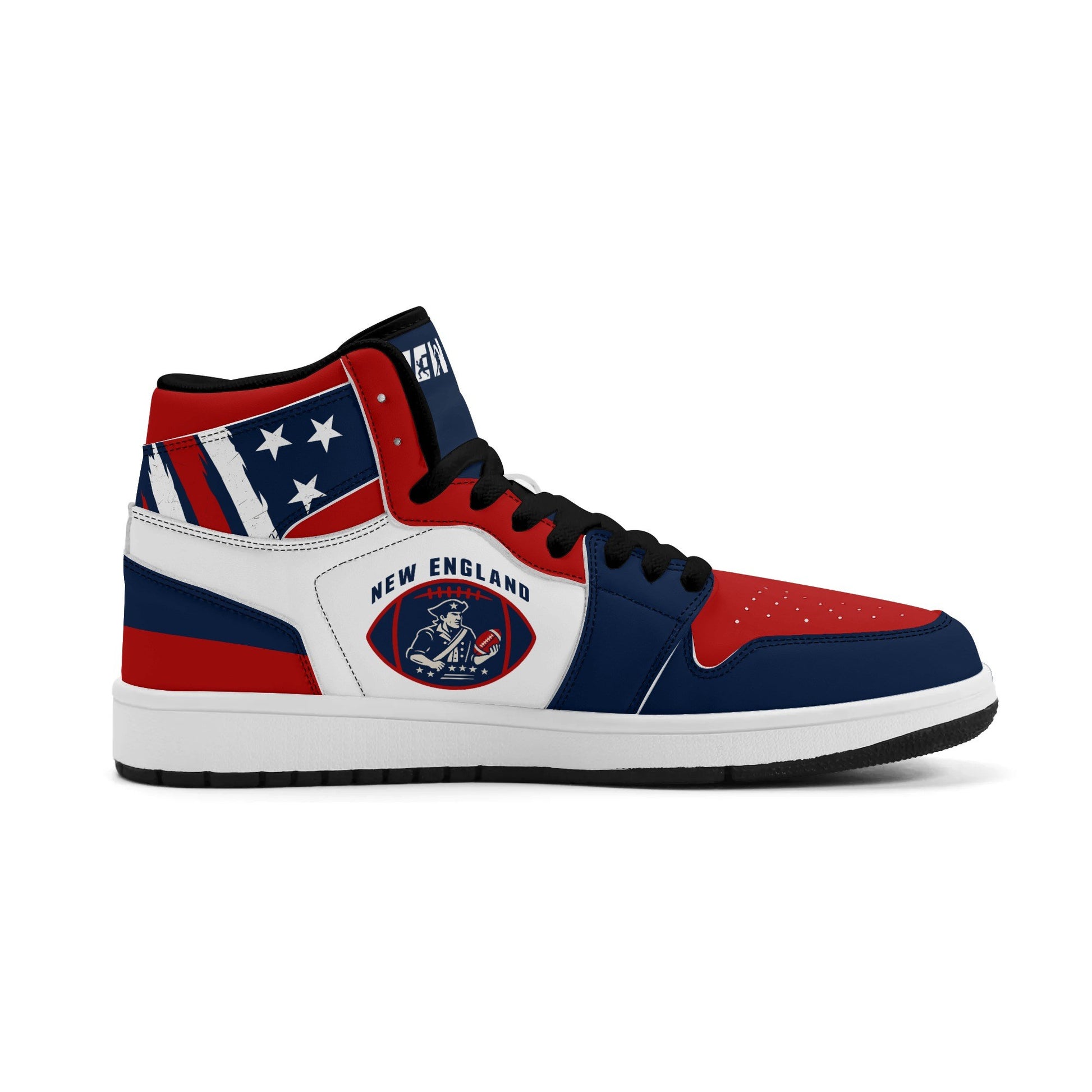 New England football-inspired high top sneakers with all-over city graphic printed upper