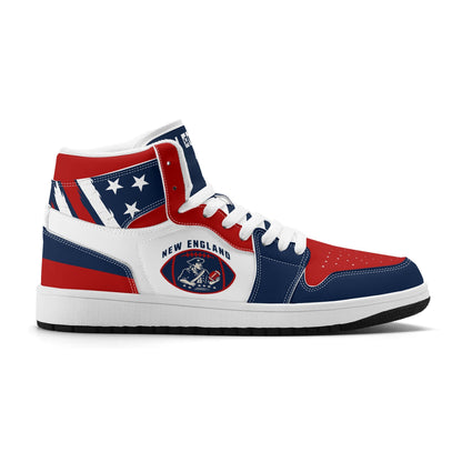 New England football-inspired high top sneakers with all-over city graphic printed upper