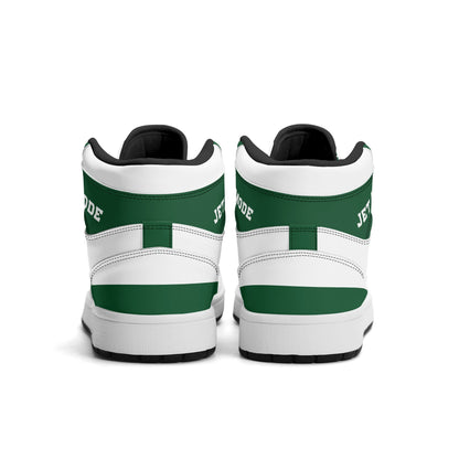 New York football-inspired high top sneakers in white with all-over city graphic printed upper