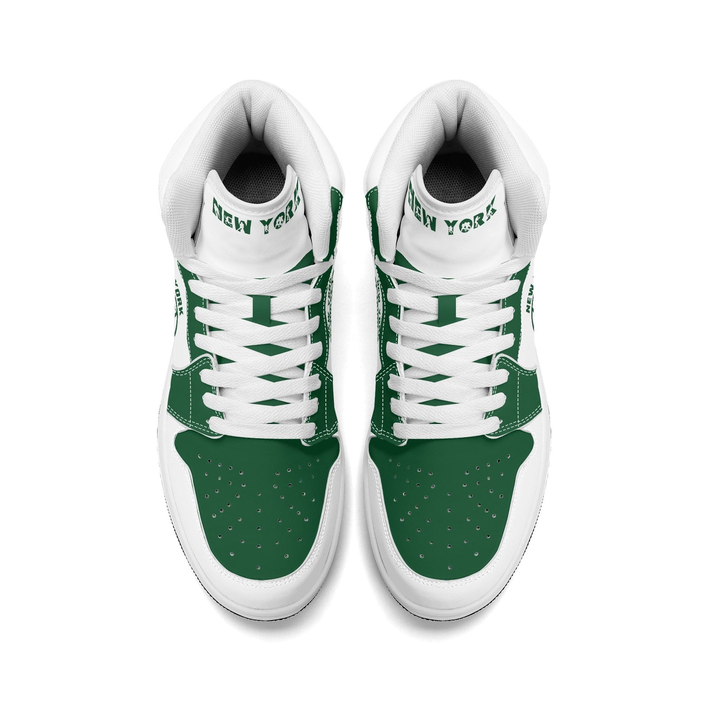 New York football-inspired high top sneakers in white with all-over city graphic printed upper
