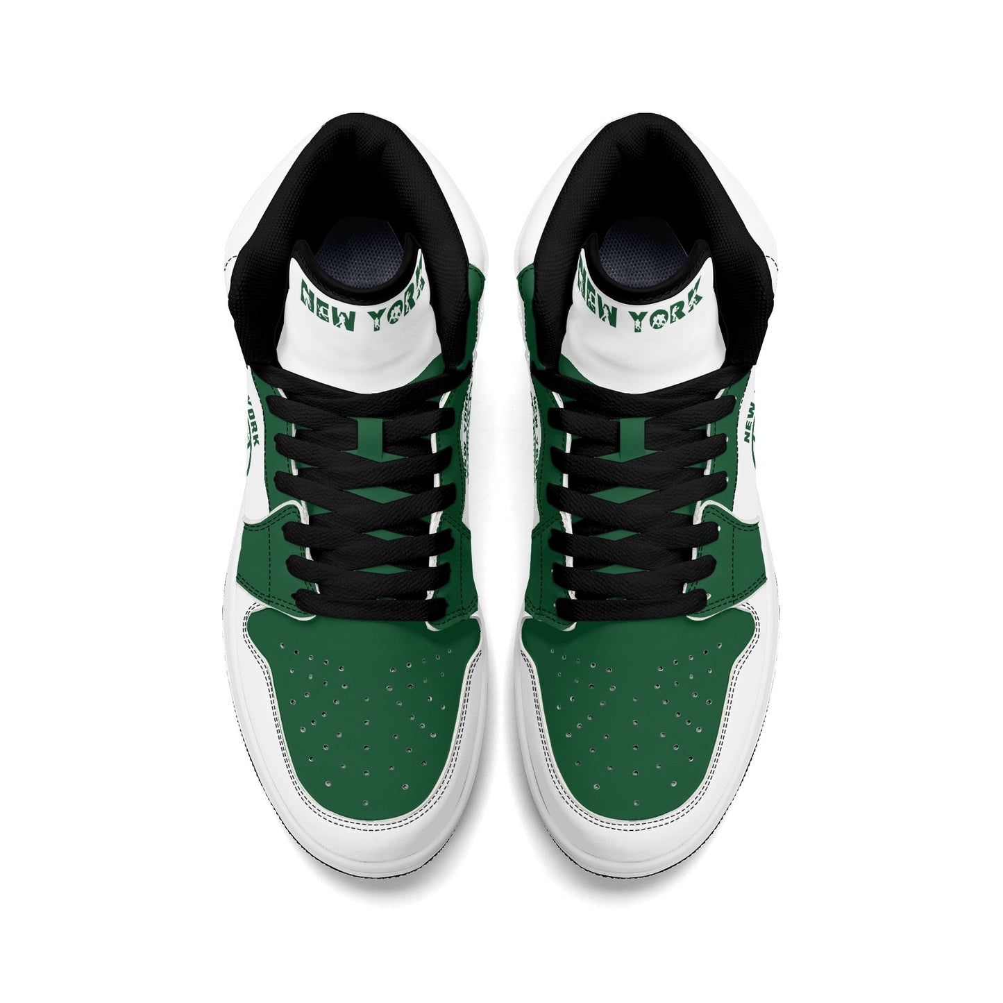 New York football-inspired high top sneakers in white with all-over city graphic printed upper