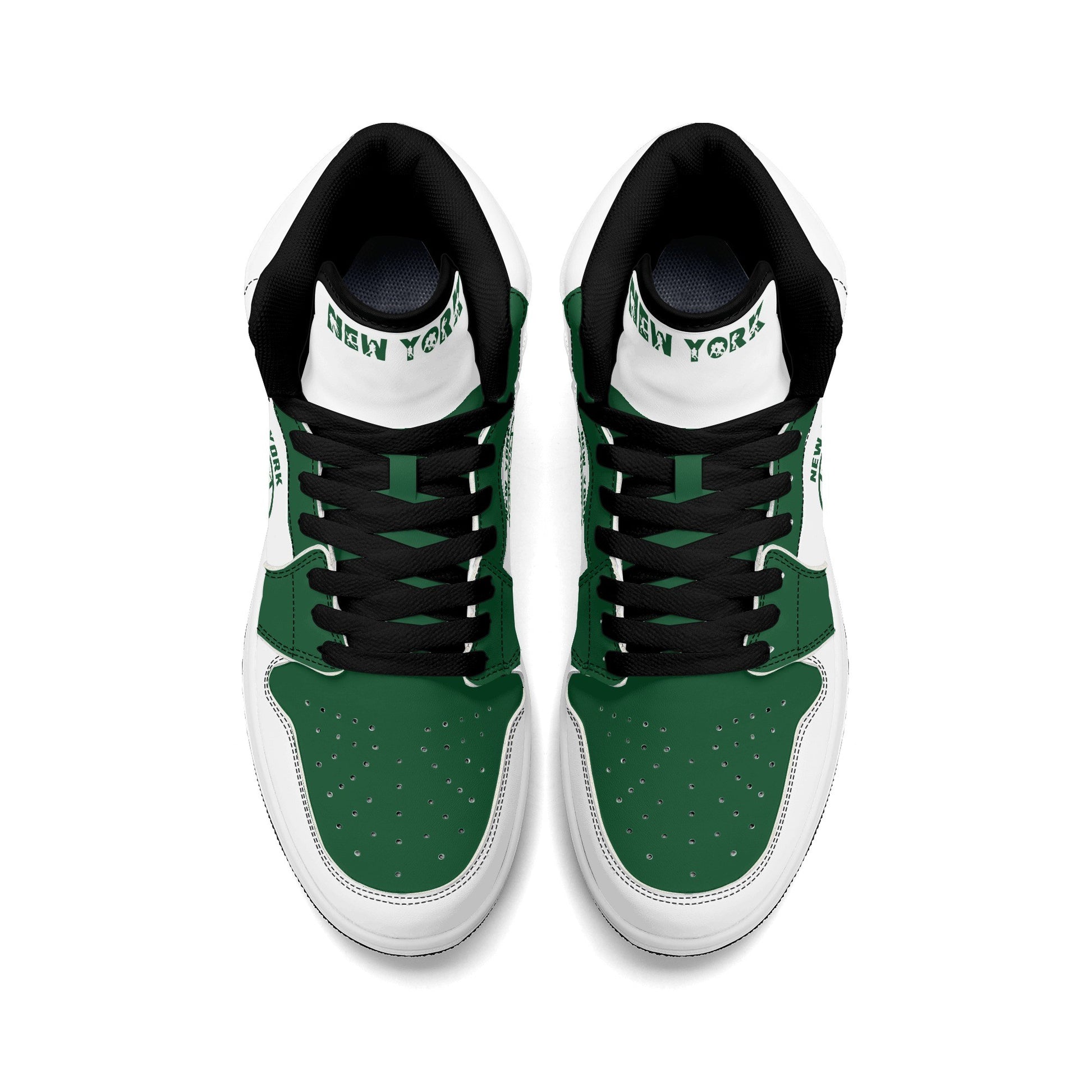 New York football-inspired high top sneakers in white with all-over city graphic printed upper