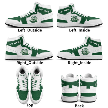 New York football-inspired high top sneakers in white with all-over city graphic printed upper
