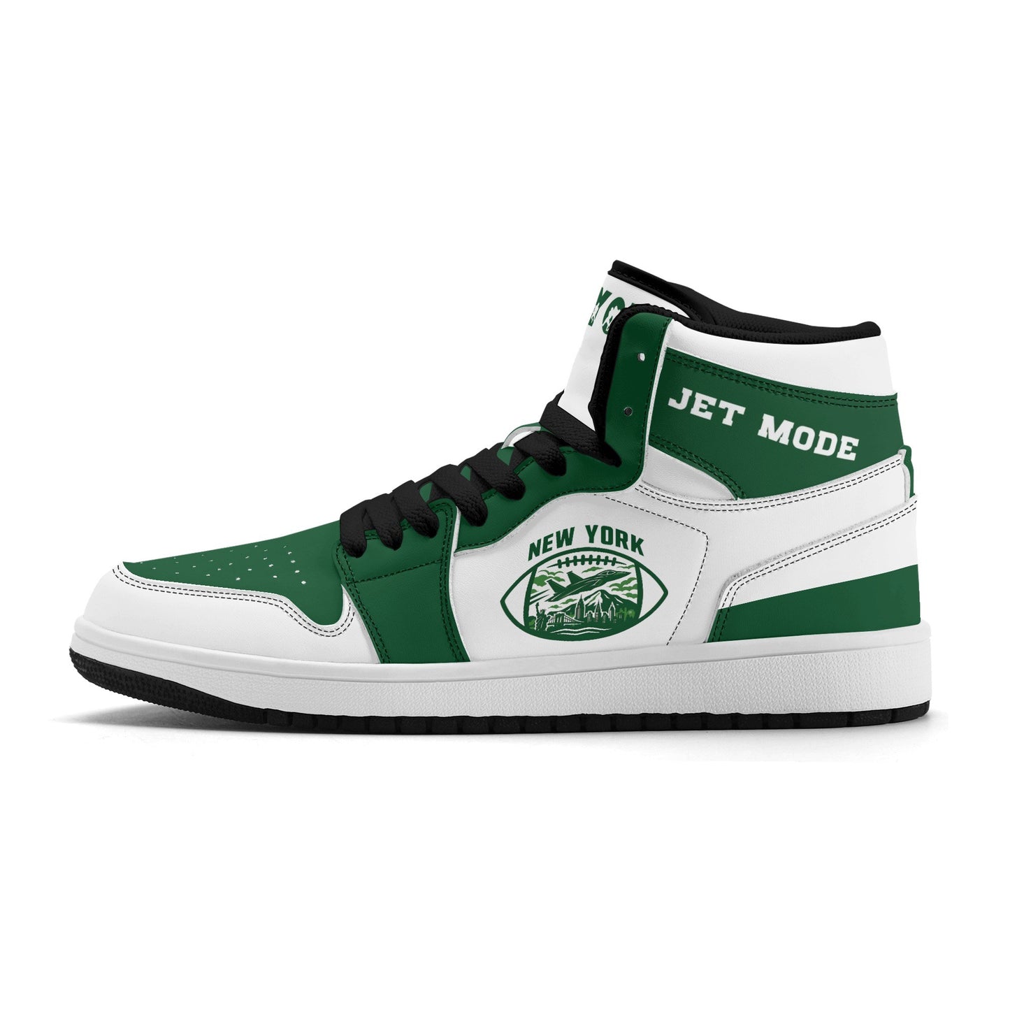 New York football-inspired high top sneakers in white with all-over city graphic printed upper