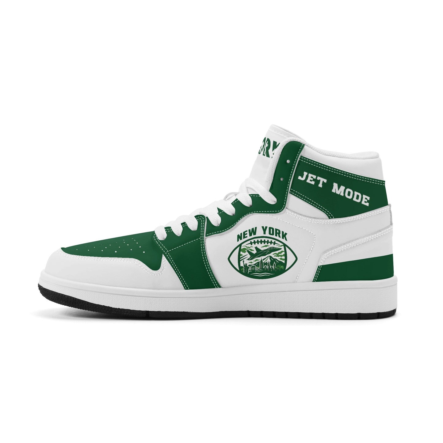 New York football-inspired high top sneakers in white with all-over city graphic printed upper