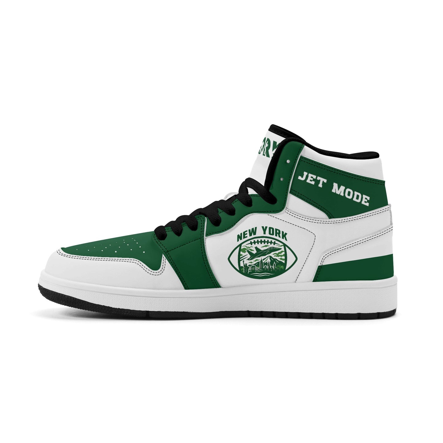 New York football-inspired high top sneakers in white with all-over city graphic printed upper