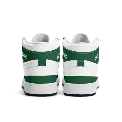 New York football-inspired high top sneakers in white with all-over city graphic printed upper