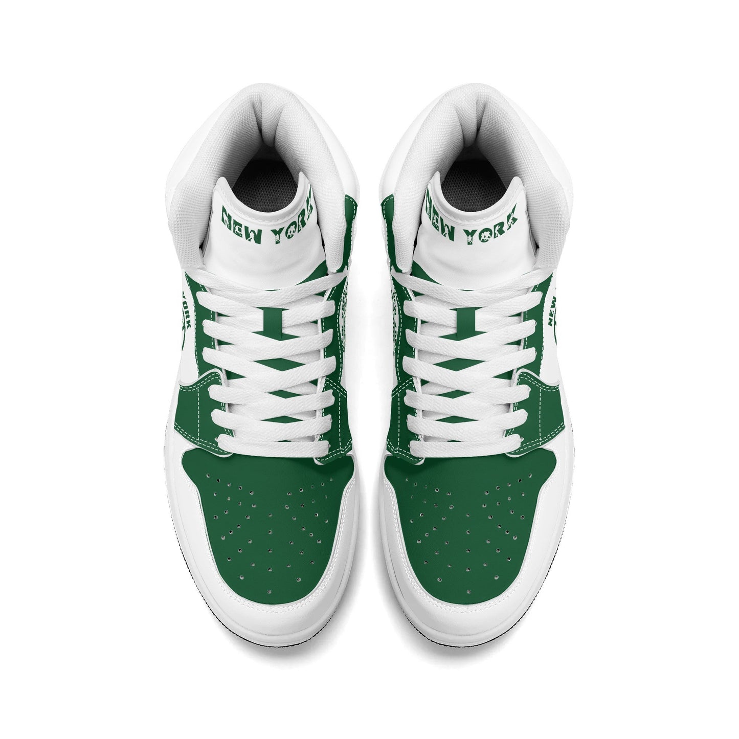 New York football-inspired high top sneakers in white with all-over city graphic printed upper