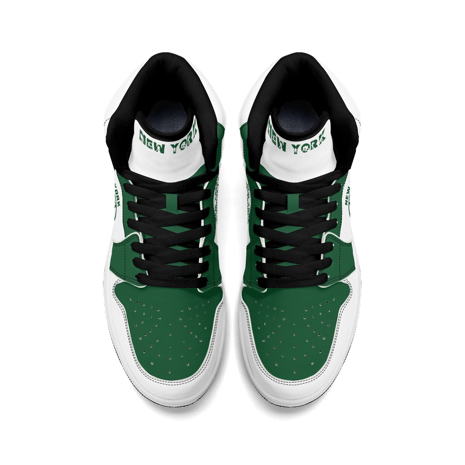 New York football-inspired high top sneakers in white with all-over city graphic printed upper